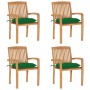 Sillas de jardín apilables 4 uds madera de teca con cojines en Sillas de jardín | Comprar online en Foro24
