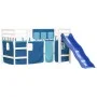 Cama alta para niños con cortinas madera pino azul 90x190 cm de , Camas y somieres - Ref: Foro24-3207031, Precio: 311,39 €, D...