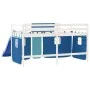 Cama alta para niños con cortinas madera pino azul 90x190 cm de , Camas y somieres - Ref: Foro24-3207031, Precio: 311,39 €, D...