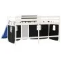 Cama alta niños con cortinas madera pino blanco negro 80x200 cm de , Camas y somieres - Ref: Foro24-3207012, Precio: 272,47 €...