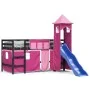 Cama alta para niños con torre madera pino rosa 80x200 cm de , Camas y somieres - Ref: Foro24-3207071, Precio: 284,99 €, Desc...