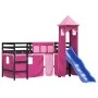Cama alta para niños con torre madera pino rosa 80x200 cm de , Camas y somieres - Ref: Foro24-3207071, Precio: 284,99 €, Desc...