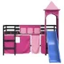 Cama alta para niños con torre madera pino rosa 80x200 cm de , Camas y somieres - Ref: Foro24-3207071, Precio: 284,99 €, Desc...