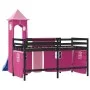 Cama alta para niños con torre madera pino rosa 80x200 cm de , Camas y somieres - Ref: Foro24-3207071, Precio: 284,99 €, Desc...