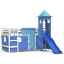 High bed for children with blue pine wood tower 80x200 cm by , Beds and slatted bases - Ref: Foro24-3207067, Price: 287,34 €,...