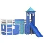 High bed for children with blue pine wood tower 80x200 cm by , Beds and slatted bases - Ref: Foro24-3207067, Price: 287,34 €,...