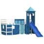 High bed for children with blue pine wood tower 80x200 cm by , Beds and slatted bases - Ref: Foro24-3207067, Price: 287,34 €,...