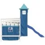 High bed for children with blue pine wood tower 80x200 cm by , Beds and slatted bases - Ref: Foro24-3207067, Price: 287,34 €,...