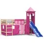 High bed for children with pink pine wood tower 80x200 cm by , Beds and slatted bases - Ref: Foro24-3207065, Price: 291,99 €,...
