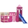 High bed for children with pink pine wood tower 80x200 cm by , Beds and slatted bases - Ref: Foro24-3207065, Price: 291,99 €,...
