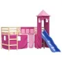 High bed for children with pink pine wood tower 80x200 cm by , Beds and slatted bases - Ref: Foro24-3207065, Price: 291,99 €,...