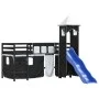 Cama alta niños con torre madera pino blanco negro 90x200 cm de , Camas y somieres - Ref: Foro24-3207078, Precio: 307,13 €, D...