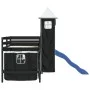 Cama alta niños con torre madera pino blanco negro 90x200 cm de , Camas y somieres - Ref: Foro24-3207078, Precio: 307,13 €, D...
