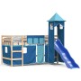 Cama alta para niños con torre madera pino azul 90x200 cm