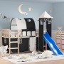 Kinder-Hochbett mit schwarz-weißem Kiefernholzturm 80x200 cm von , Betten und Lattenroste - Ref: Foro24-3207090, Preis: 294,6...