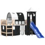 Kinder-Hochbett mit schwarz-weißem Kiefernholzturm 80x200 cm von , Betten und Lattenroste - Ref: Foro24-3207090, Preis: 294,6...