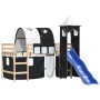 Kinder-Hochbett mit schwarz-weißem Kiefernholzturm 80x200 cm von , Betten und Lattenroste - Ref: Foro24-3207090, Preis: 294,6...