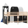 Cama alta niños con torre madera pino blanco negro 80x200 cm de , Camas y somieres - Ref: Foro24-3207090, Precio: 294,47 €