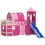 High bed for children with pink pine wood tower 80x200 cm by , Beds and slatted bases - Ref: Foro24-3207092, Price: 299,15 €,...
