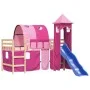 High bed for children with pink pine wood tower 80x200 cm by , Beds and slatted bases - Ref: Foro24-3207092, Price: 299,15 €,...