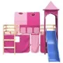 High bed for children with pink pine wood tower 80x200 cm by , Beds and slatted bases - Ref: Foro24-3207092, Price: 299,15 €,...