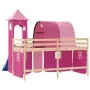 High bed for children with pink pine wood tower 80x200 cm by , Beds and slatted bases - Ref: Foro24-3207092, Price: 299,15 €,...