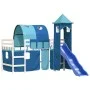 Cama alta para niños con torre madera pino azul 90x200 cm de , Camas y somieres - Ref: Foro24-3207103, Precio: 357,16 €, Desc...