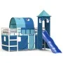 Cama alta para niños con torre madera pino azul 90x200 cm de , Camas y somieres - Ref: Foro24-3207103, Precio: 357,16 €, Desc...