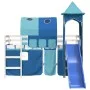 Cama alta para niños con torre madera pino azul 90x200 cm de , Camas y somieres - Ref: Foro24-3207103, Precio: 357,16 €, Desc...