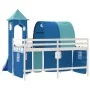 Cama alta para niños con torre madera pino azul 90x200 cm de , Camas y somieres - Ref: Foro24-3207103, Precio: 357,16 €, Desc...