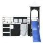 Cama alta niños con torre madera pino blanco negro 90x190 cm de , Camas y somieres - Ref: Foro24-3207084, Precio: 339,80 €, D...