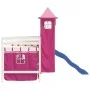 Cama alta para niños con torre madera pino rosa 90x190 cm de , Camas y somieres - Ref: Foro24-3207086, Precio: 335,23 €, Desc...