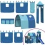 Cama alta para niños con torre madera pino azul 90x190 cm de , Camas y somieres - Ref: Foro24-3207115, Precio: 302,63 €, Desc...
