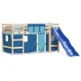 Cama alta para niños con cortinas madera pino azul 80x200 cm de , Camas y somieres - Ref: Foro24-3207010, Precio: 265,66 €, D...