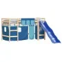 Cama alta para niños con cortinas madera pino azul 80x200 cm de , Camas y somieres - Ref: Foro24-3207010, Precio: 265,66 €, D...