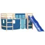 High bed for children with blue pine wood curtains 80x200 cm by , Beds and slatted bases - Ref: Foro24-3207010, Price: 269,87...