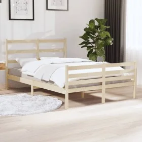 Solid pine wood bed frame 140x190 cm by , Beds and slatted bases - Ref: Foro24-3103693, Price: 117,52 €, Discount: %