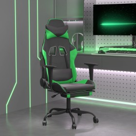 Silla gaming con reposapiés cuero sintético negro verde en Sillas gaming | Comprar online en Foro24