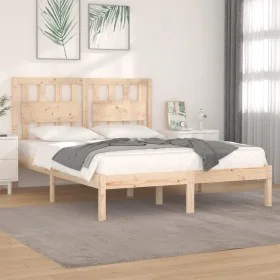 Solid pine wood bed frame 135x190 cm by , Beds and slatted bases - Ref: Foro24-3103908, Price: 135,08 €, Discount: %