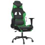 Silla gaming con reposapiés cuero sintético negro verde en Sillas gaming | Comprar online en Foro24