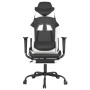 Silla gaming con reposapiés cuero sintético negro blanco en Sillas gaming | Comprar online en Foro24