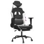 Silla gaming con reposapiés cuero sintético negro blanco en Sillas gaming | Comprar online en Foro24