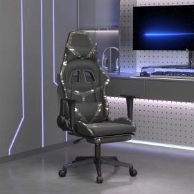 Silla gaming con reposapiés cuero sintético negro camuflaje en Sillas gaming | Comprar online en Foro24