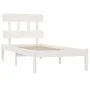 White solid wood single bed frame 90x190 cm by , Beds and slatted bases - Ref: Foro24-3104704, Price: 83,61 €, Discount: %