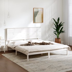 Estructura de cama madera maciza blanca King Size 150x200 cm de , Camas y somieres - Ref: Foro24-3104809, Precio: 148,44 €, D...