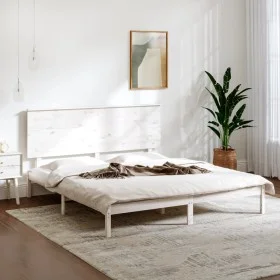 White solid wood bed frame King Size 150x200 cm by , Beds and slatted bases - Ref: Foro24-3104809, Price: 146,51 €, Discount: %