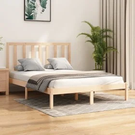 Solid pine wood bed frame 140x200 cm by , Beds and slatted bases - Ref: Foro24-3105160, Price: 107,77 €, Discount: %