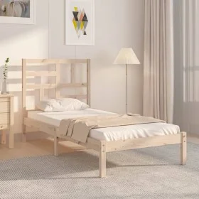 Solid wood bed frame 90x190 cm by , Beds and slatted bases - Ref: Foro24-3105915, Price: 80,36 €, Discount: %