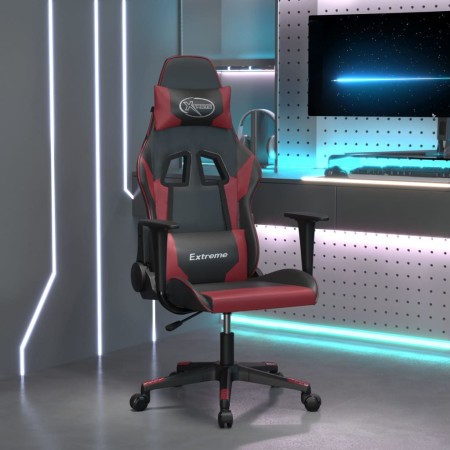 Silla gaming cuero sintético negro y rojo vino tinto en Sillas gaming | Comprar online en Foro24