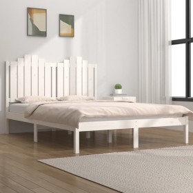 Estructura cama doble pequeña madera de pino blanca 120x190 cm